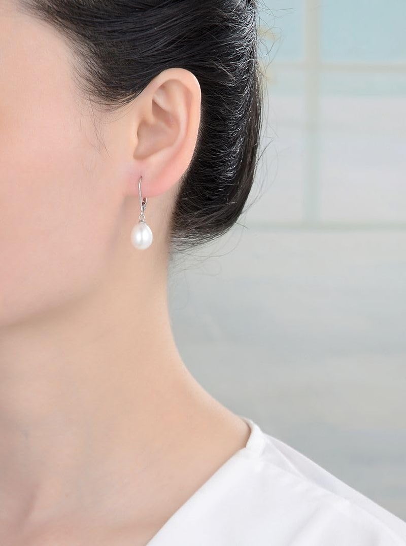 Forever Love Authentic 925 Sterling Silver AAA Grade Natural White Freshwater Pearl Stud Earrings or Drop Earrings Tarnish Resistant Hypoallergenic Nickel Free Women Jewelry - Image 2